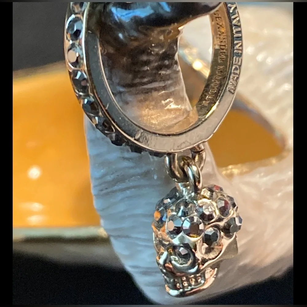 Alexander McQueen Scull Crystals Embellished Hoops Earrings - Picture 6 of 10